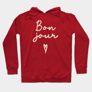 Bonjour Pink and Orange Cursive Hoodie